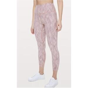 Lululemon Wunder Under High Rise 7/8 Tight Pink Black Grey Nylon Leggings Size 2